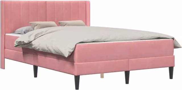 Letto matrimoniale | Letto per adulti | Struttura letto con materasso Rosa 120 x 190 cm Velluto