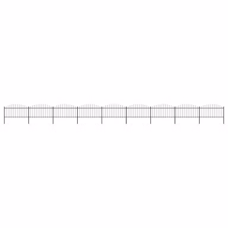 Recinzione da giardino con punta a lancia vidaXL in acciaio nero con rivestimento a polvere L: 1506 cm, H: 150 cm