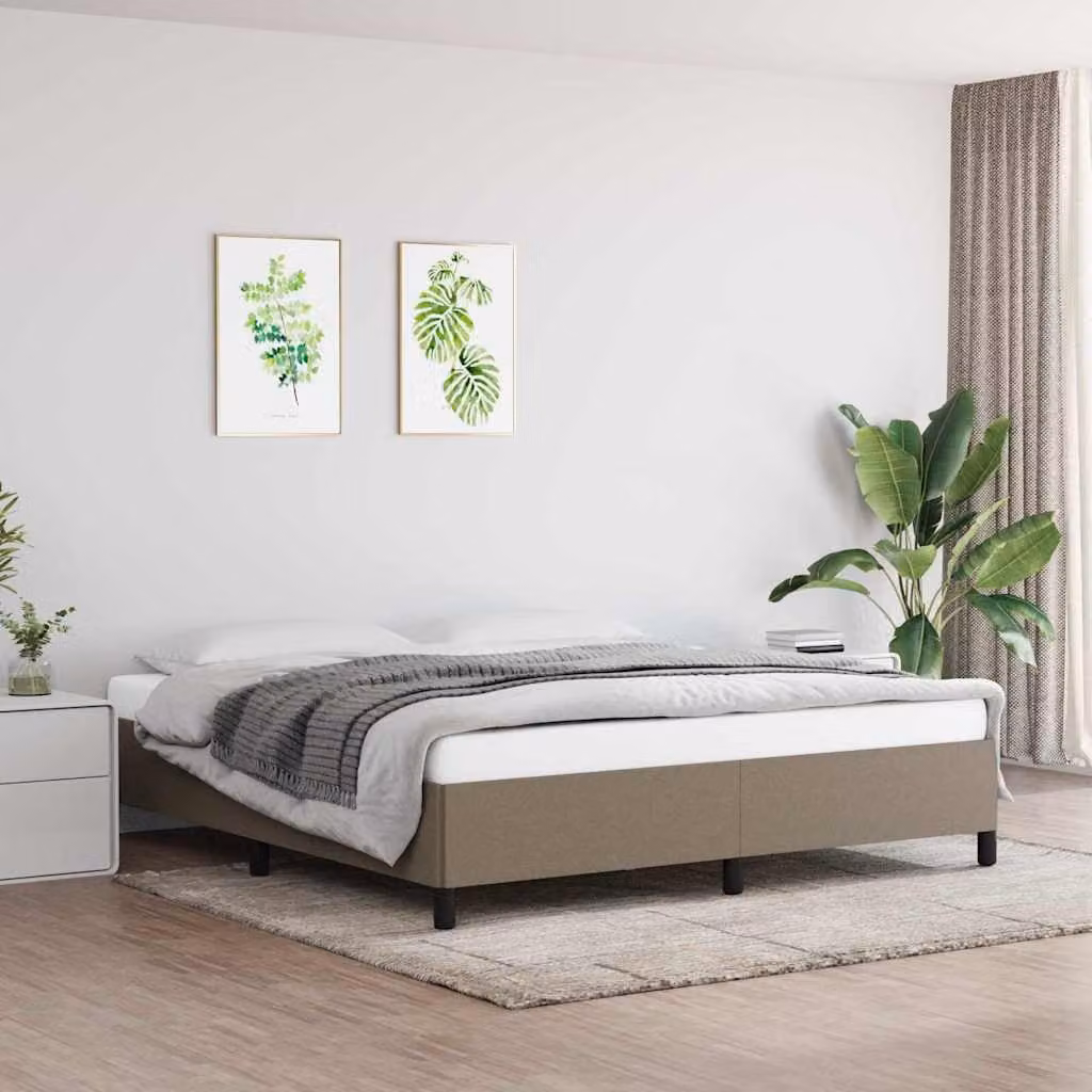 vidaXL Giroletto senza Materasso in Tessuto Tortora L/P: 160 x 200 cm