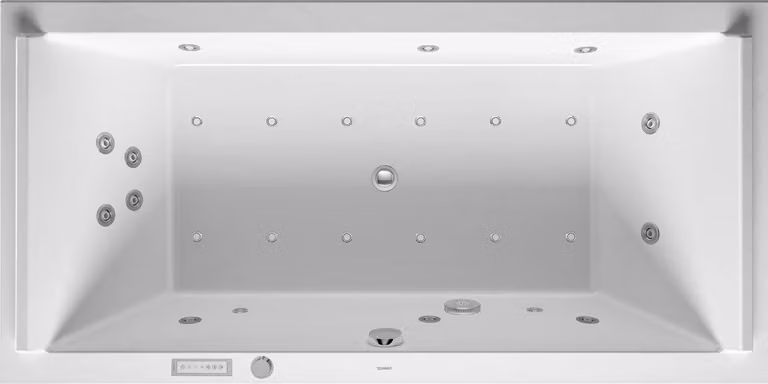 Duravit Starck Bains à remous, à encastrer, double dos inclinés, bâti-support, garniture de vidage et de trop-plein chrome, Combi-Système E, 2000x1000mm, 760341000CE1000, 760341000CE1000