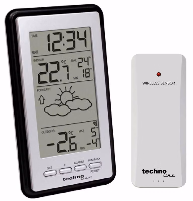 Stazione meteorologica WS9130-IT con previsioni del tempo, colore argento