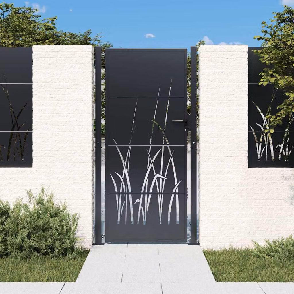 Cancello singolo da giardino vidaXL in acciaio zincato antracite L: 110 cm, H: 175 cm