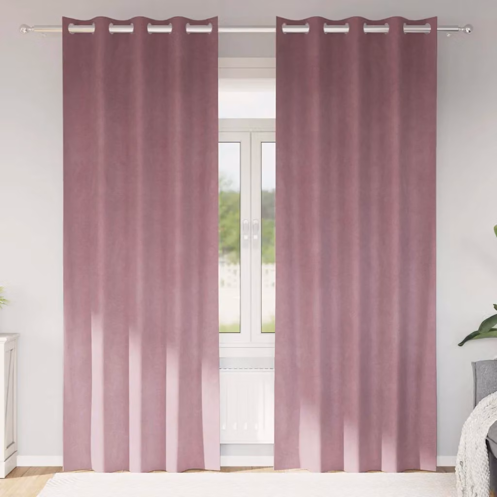 Set di 2 tende oscuranti vidaXL in velluto rosa, L: 140 cm, H: 225 cm