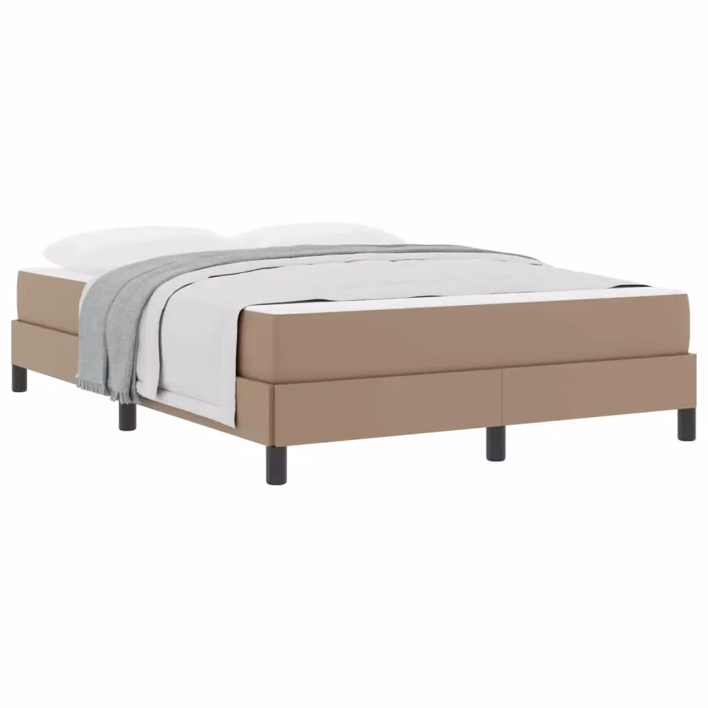 Struttura letto moderna vidaXL in tessuto beige con listelli in legno, L 160 x P 200 cm – 2