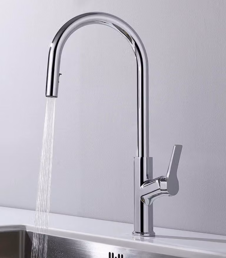 Miscelatore da cucina estraibile, monocomando, cromato, senza piombo