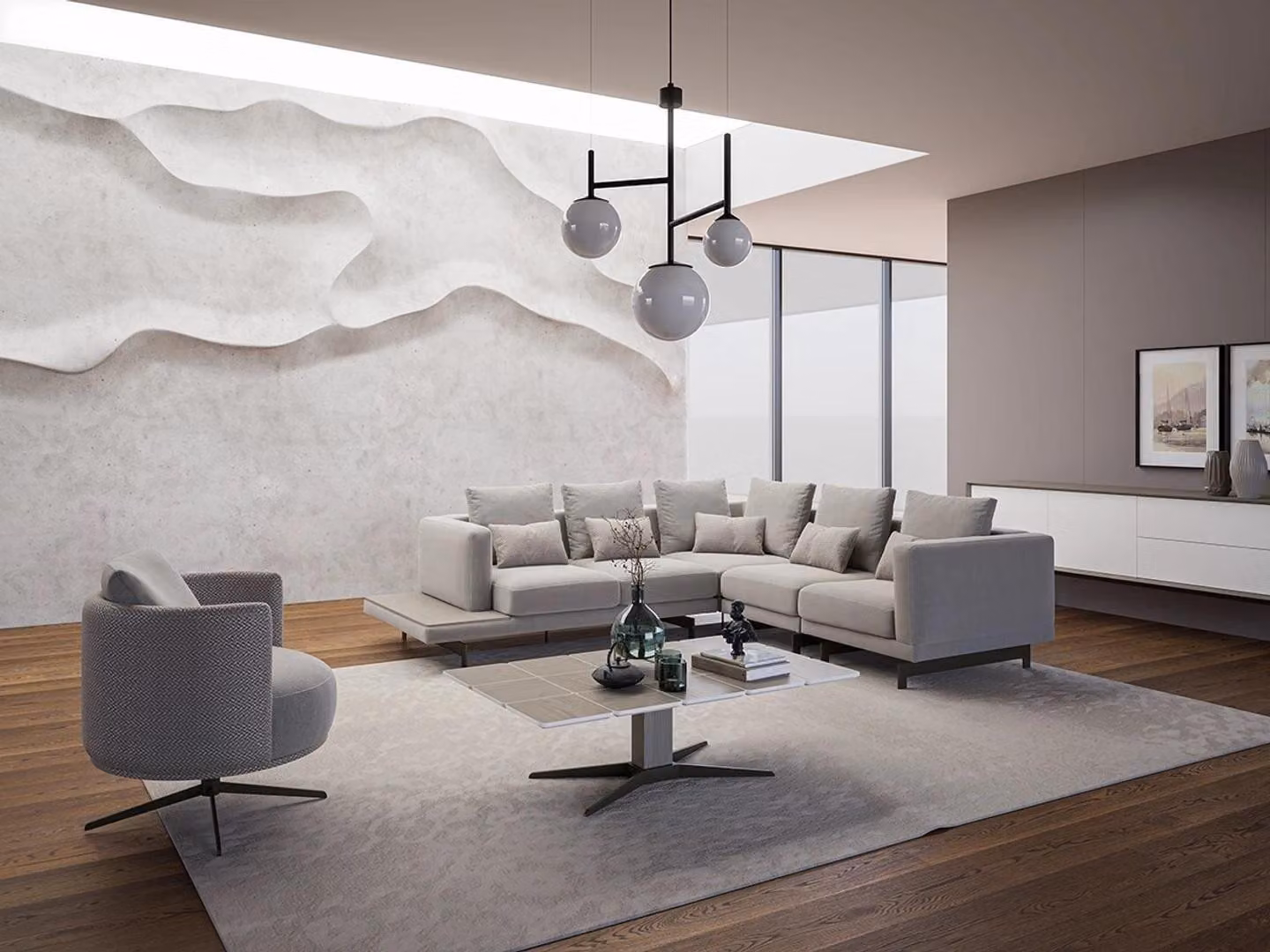Polstermöbel Luxus Ecksofa L-Form Wohnzimmer Grau Sofa Couch Couchtisch