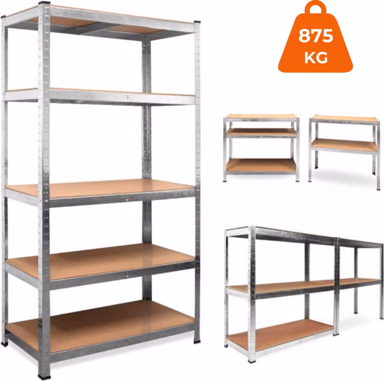 Hochlastregal HEAVY, max. 875 kg, 90x40x180 cm, silber
