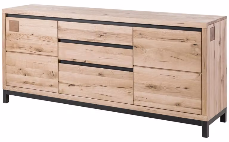 MASSIVMOEBEL24 | VILLANDERS #251 Credenza in legno di quercia selvatica - oliato / bianco 190x45x85