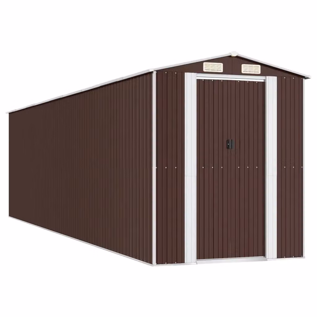Capanno da Giardino Videx in Acciaio Zincato Marrone con Porte Scorrevoli L: 772 cm, P: 192 cm, H: 223 cm – 2