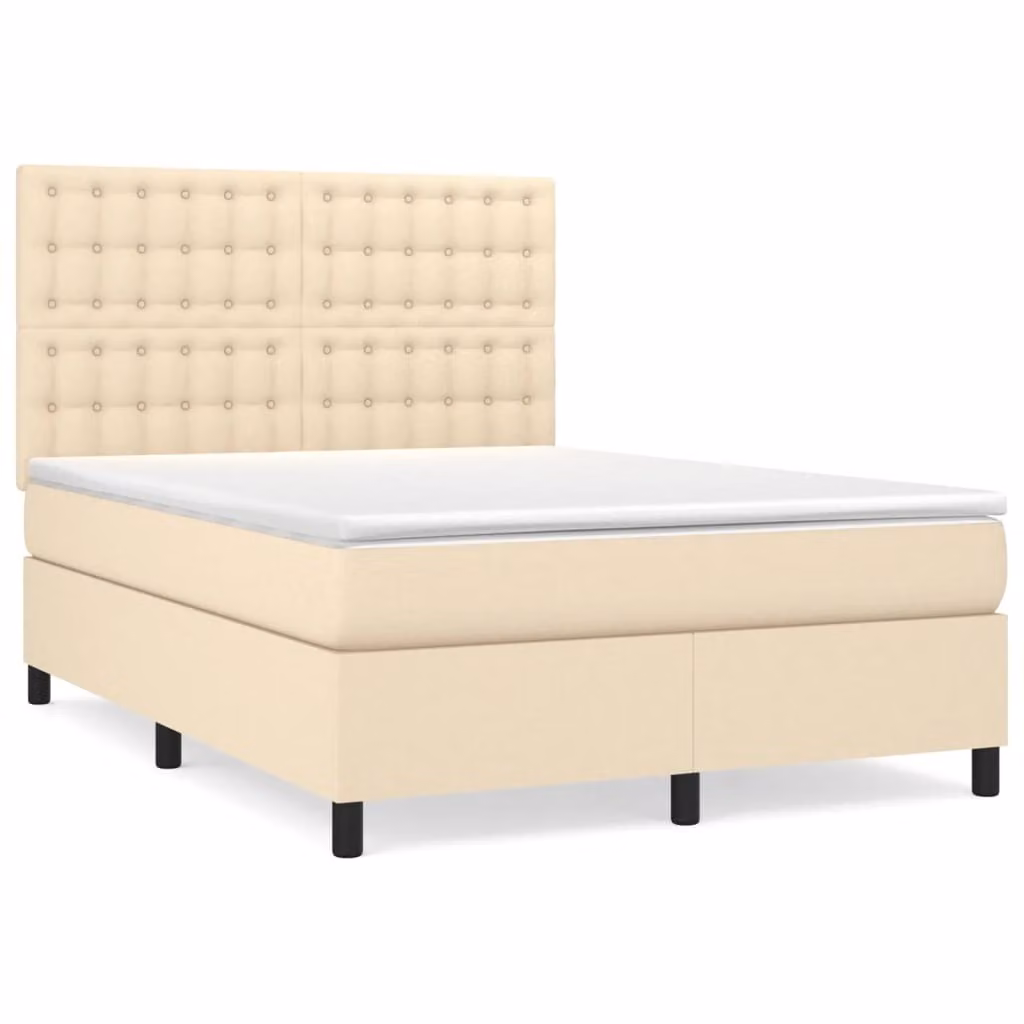 Giroletto a Molle con Materasso Crema 140x19 cm in Tessuto