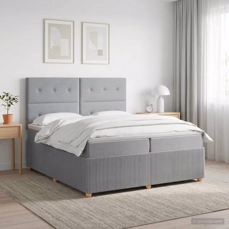 Letto box spring con materasso ibrido vidaXL Grigio e Bianco L/P: 200 x 200 cm