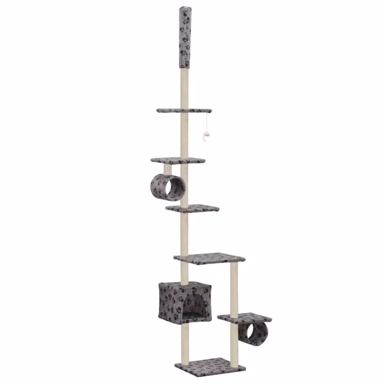 vidaXL Tiragraffi per gatti con tiragraffi in sisal 260cm Grigio con impronta di zampa