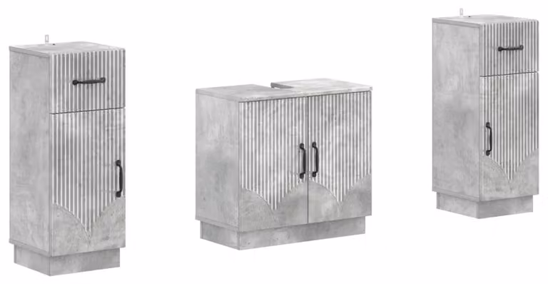 Set di due mobili da bagno HOORN, colore grigio cemento, materiale: legno composito