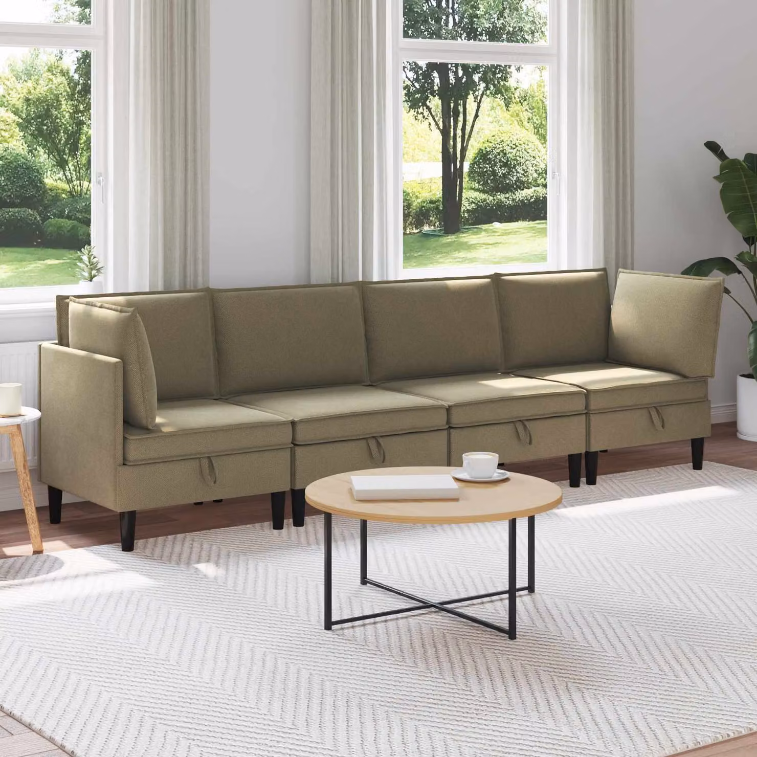 Set di mobili per il soggiorno vidaXL in tessuto moderno a forma di L con cuscini, colore beige