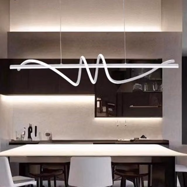 Trade Shop Lampadario Sospeso LED Moderno Bianco con Design a Spirale Ondulata e Luce Regolabile 65W