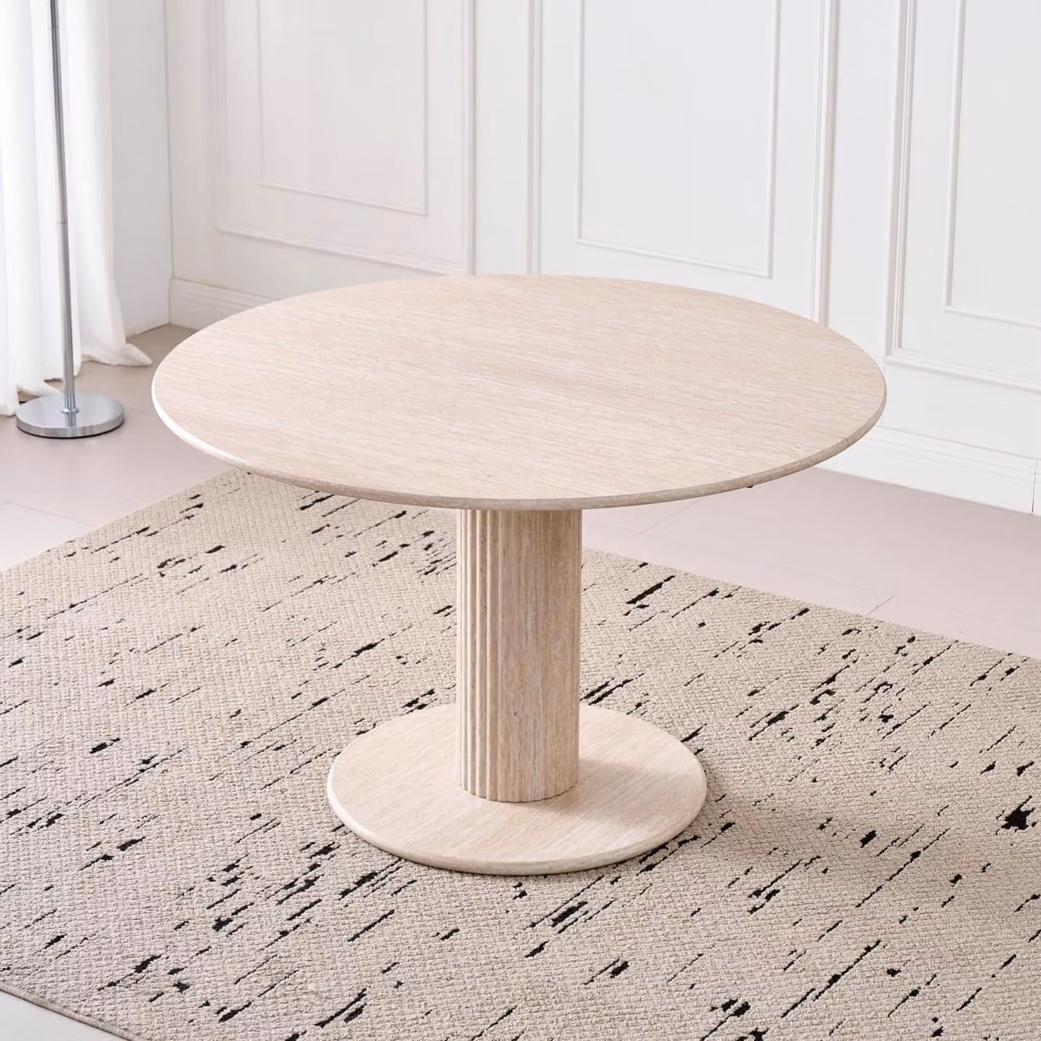 Tavolo rotondo, diametro 115 cm, in MDF, design moderno e minimalista, altezza 75 cm