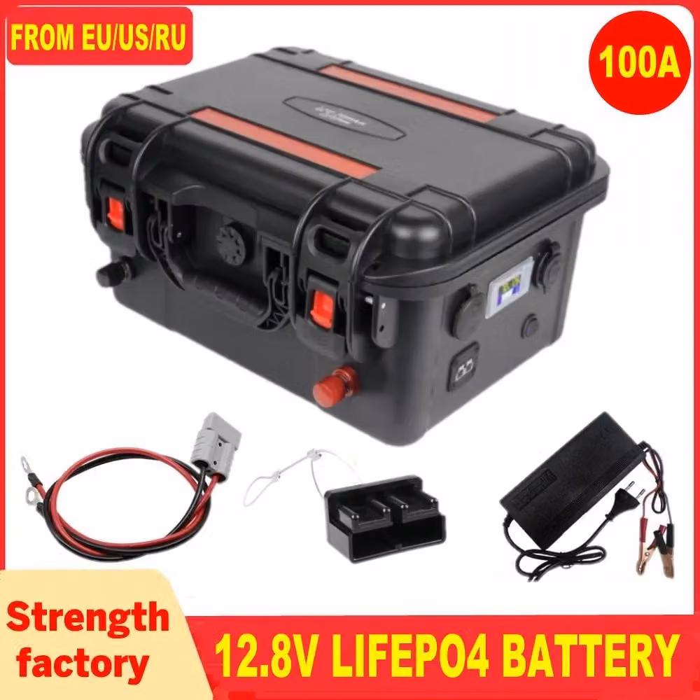 Batteria agli ioni di litio e ferro fosfato da 12V - 100Ah, ricaricabile, ideale per camper e caravan