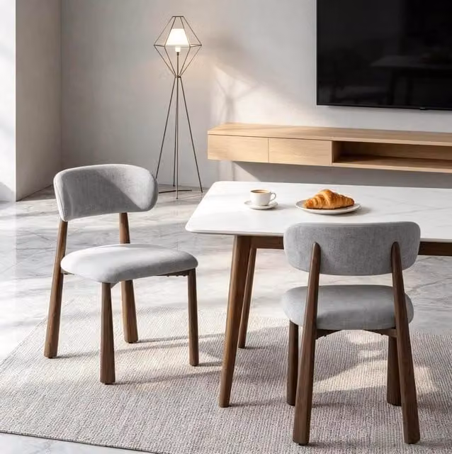 Set da 2 Sedie da Pranzo Grigie con Schienale Imbottito e Telaio in Metallo, Design Ergonomico