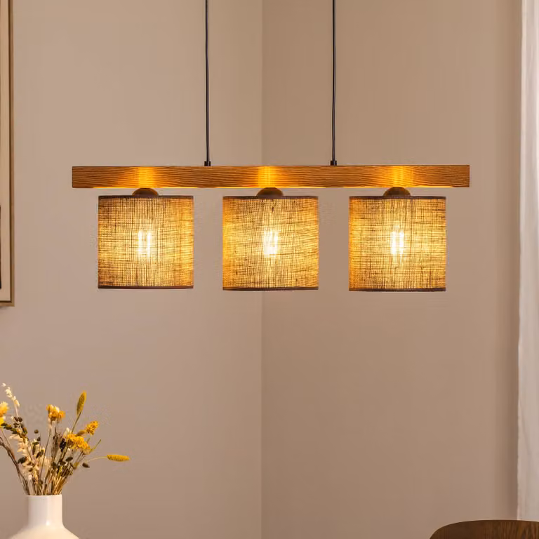 Lampada a sospensione Forest Duolla, dimmerabile, Marrone / Ruggine, Soggiorno / Sala da pranzo, Legno, Lampada a sospensione