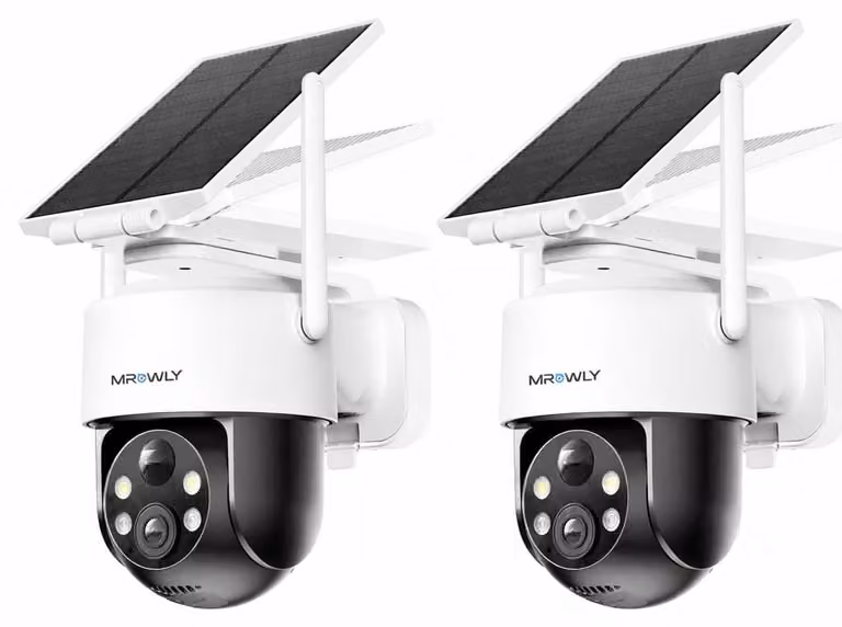 Telecamera di sicurezza esterna - Risoluzione 2K - Alimentazione a energia solare - Rotazione panoramica a 360°