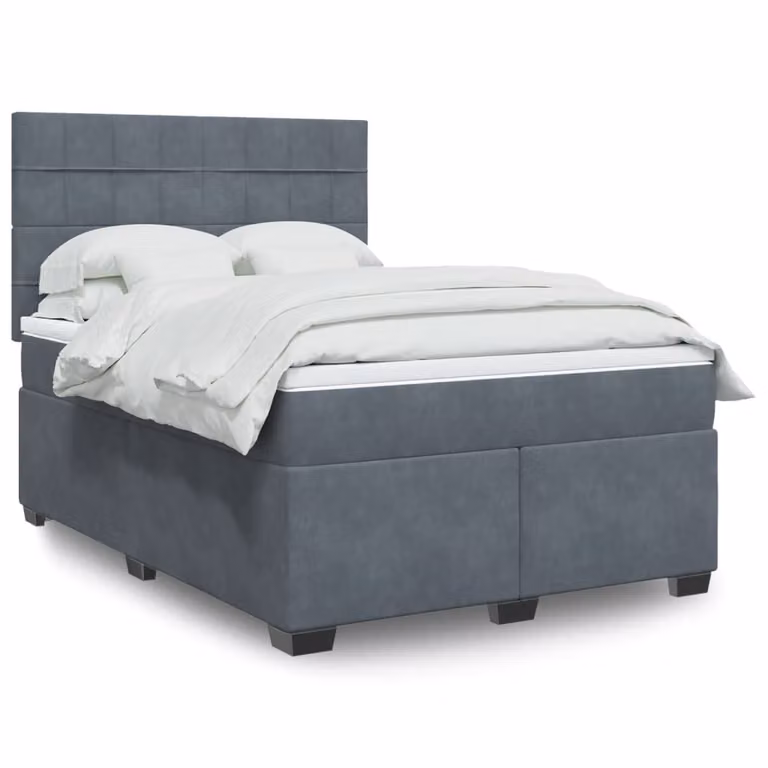 vidaXL Giroletto a Molle con Materasso in Velluto Grigio Scuro L/P/H: 160 x 200 cm