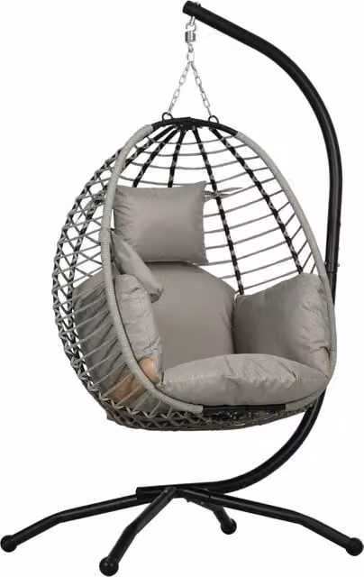 Poltrona a dondolo con cuscini ¨C Minimal ¨C Grigio, tessuto, metallo