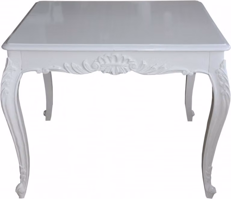 Tavolo da pranzo Casa Padrino Barock, quadrato, bianco, 100 cm x 100 cm - Tavolo da pranzo in legno massello, stile antico,