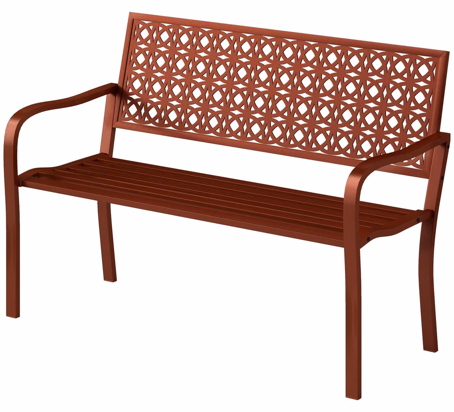 Panca da giardino per due persone - Panca da giardino in metallo | Colore: Rosso | Dimensioni: 63x127x85 cm