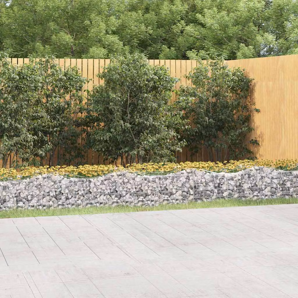 vidaXL Gabbione ad Arco con Letto Rialzato in Acciaio Zincato Grigio L: 800 cm, P: 50 cm, H: 50 cm