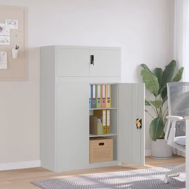 Armadio Classificatore vidaXL in Metallo Grigio con Ante a Battente e Serratura L/P/H: 90 x 40 x 145 cm