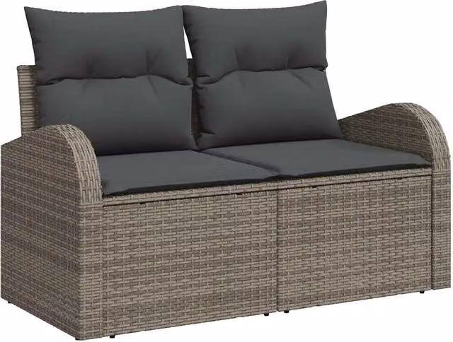Set da giardino vidaXL composto da 6 pezzi con divano a 2 posti, elemento angolare, tavolino da caffè e cuscini in colore grigio