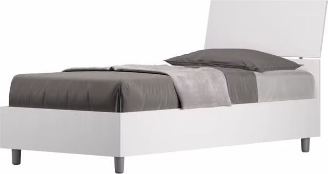BS COM Letto singolo senza rete 80x200 testata inclinata bianco frassino