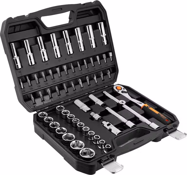 NEO TOOLS Set di chiavi a bussola di alta qualità da 58 pezzi 1/2" - acciaio CRV