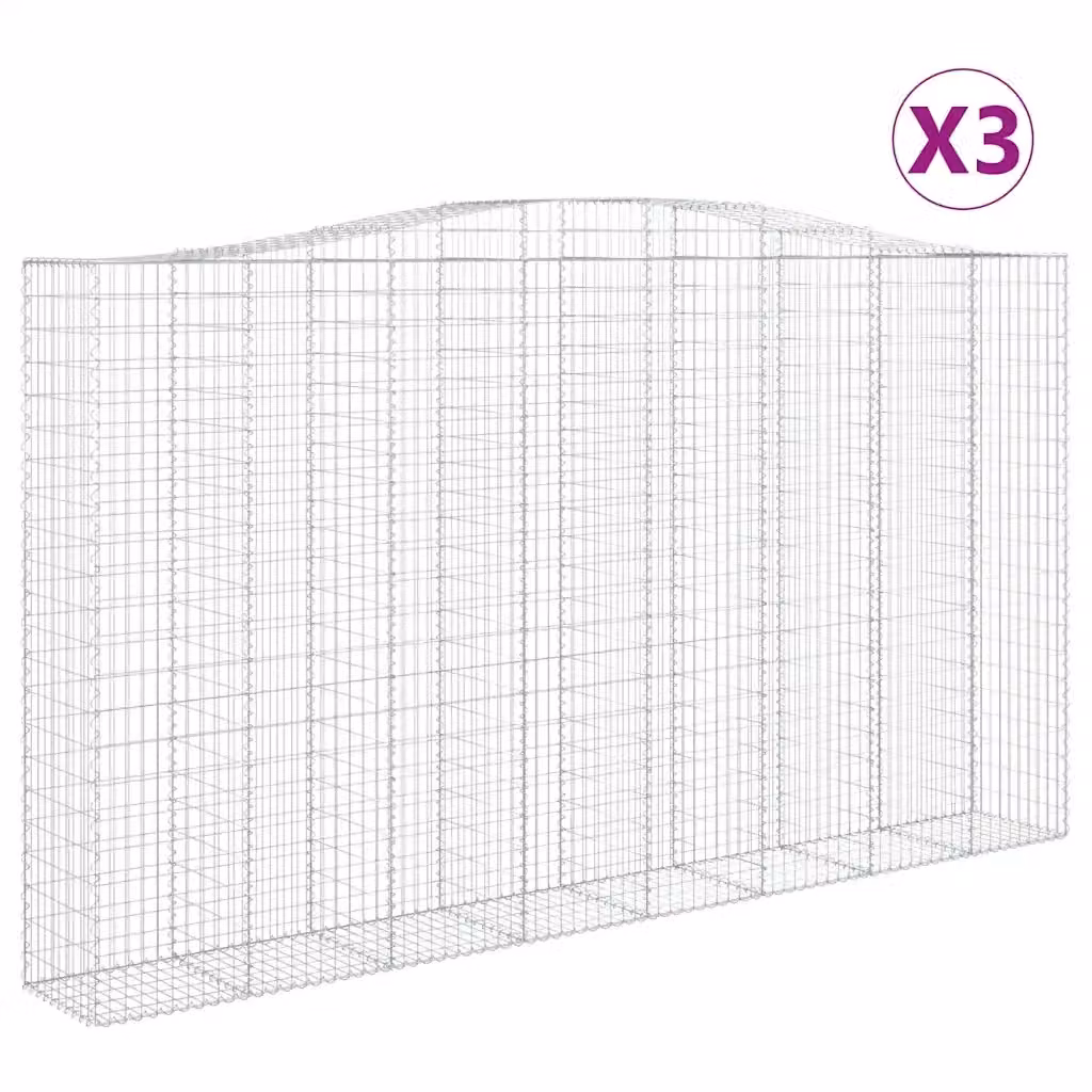 Set di 3 Cesti Gabbioni ad Arco Videx in Acciaio Zincato Argento L: 400 cm, P: 50 cm, H: 220/240 cm – 2