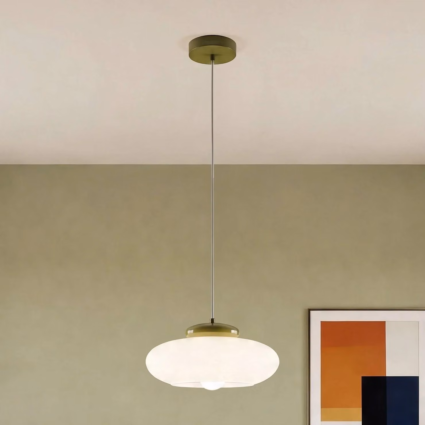 EGLO Lampada a sospensione Berardelli, dimmerabile, Bianco / Opale, Soggiorno / Sala da pranzo, Vetro, Moderno, Lampada a sospensione