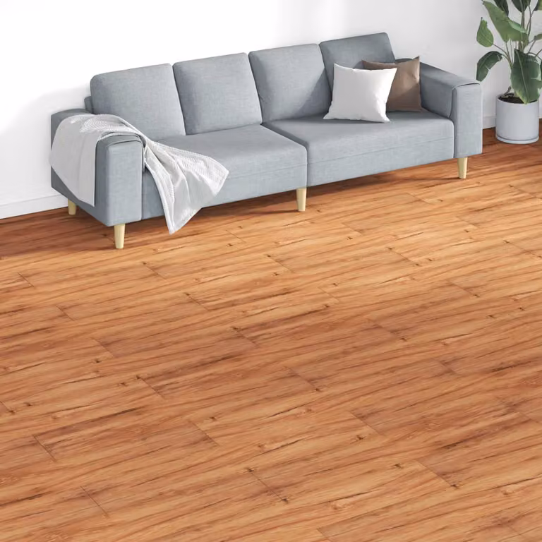 Tavole per pavimenti modern vidaXL in PVC marrone, 5,26 m² (18 pezzi)