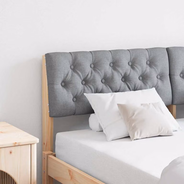 Testiera imbottita vidaXL in pino massello Grigio chiaro 150 cm
