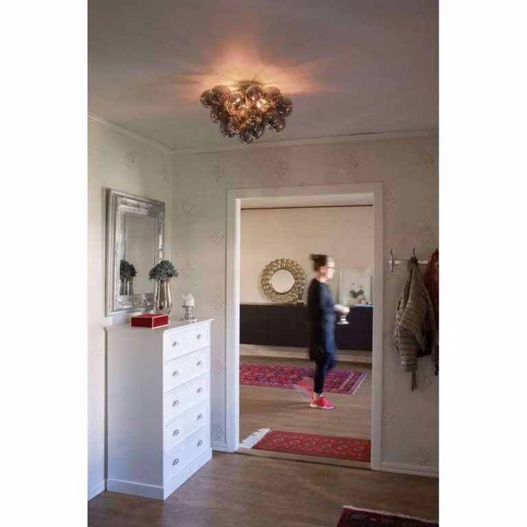 By Rydéns Plafoniera soffitto Gross, dimmerabile, Alluminio / Grigio / Zincato, Soggiorno / Sala da pranzo, Vetro, Plafoniera