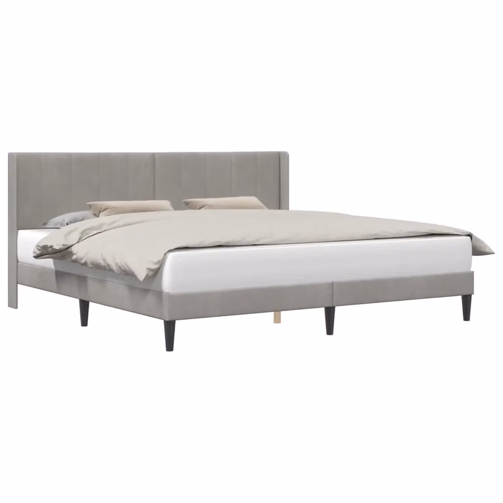 Struttura del letto moderna vidaXL in velluto grigio con legno composito L/P/H: 180 x 200 x 96 cm – 2