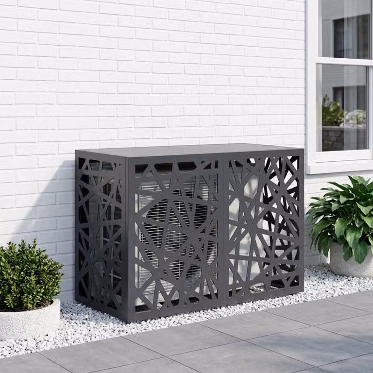 Copertura per condizionatore d'aria vidaXL in acciaio, colore antracite, L 90 x P 40 x H 60 cm
