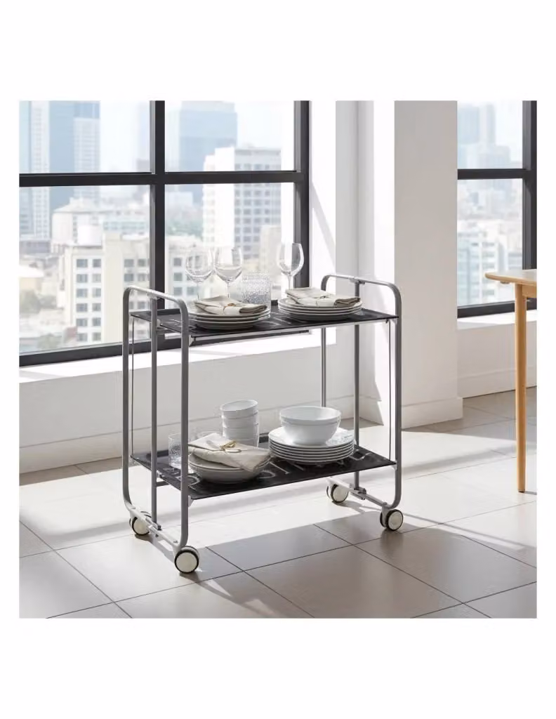 Carrello da cucina pieghevole Don Hierro grigio con 2 ripiani, L/P/H: 72 x 43 x 66 cm – 2