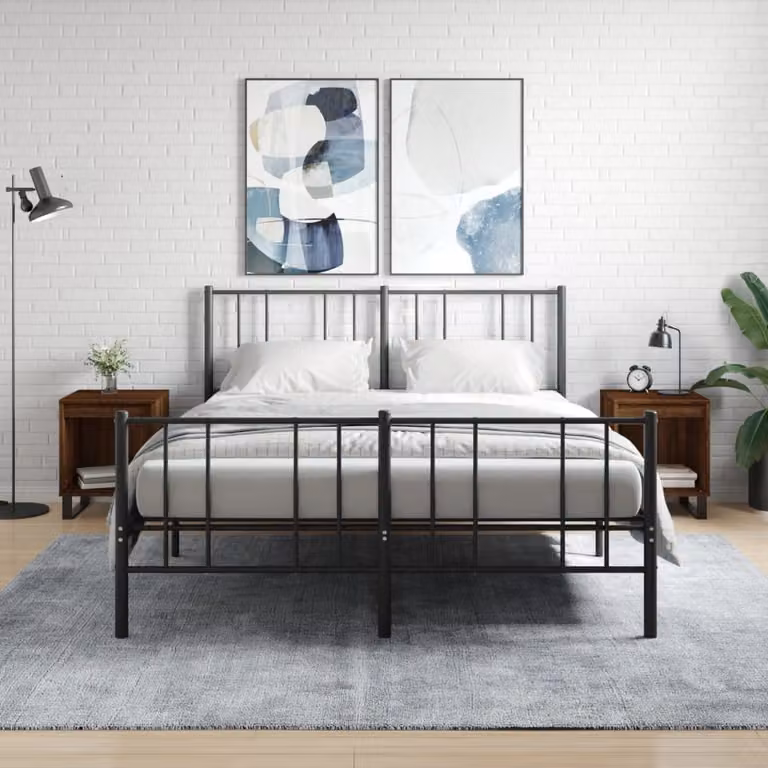 Set di 2 comodini sospesi vidaXL in legno Rovere Marrone, L 40 cm x P 35 cm x H 50 cm