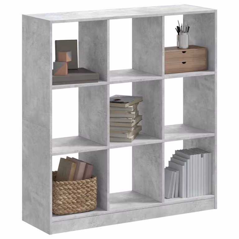 Libreria vidaXL in stile industriale grigio con finitura opaca, realizzata in legno e MDF, da appendere al muro, L: 102 cm, P: 32 cm, H: 108 cm