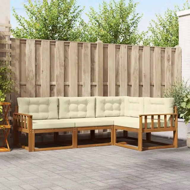 Set di divani da esterno 4 pz Naturale e Crema 3367503