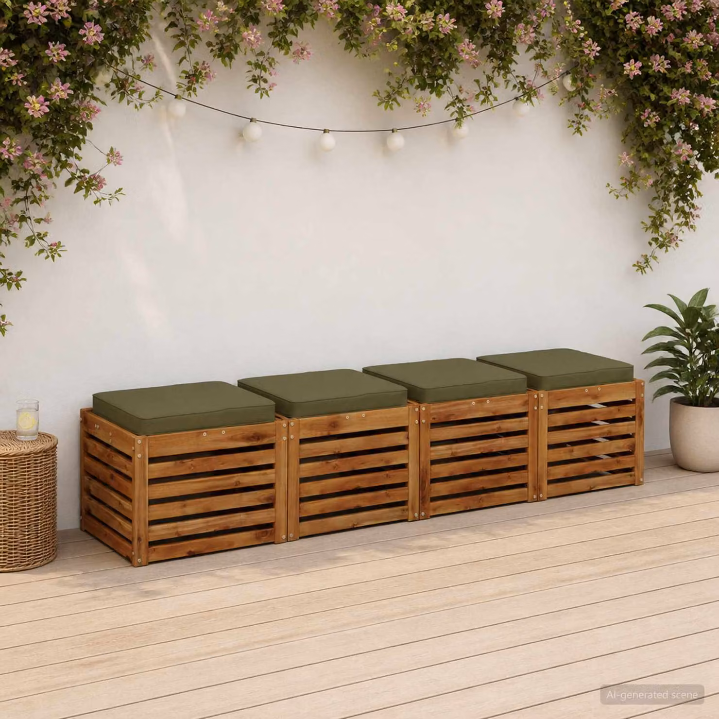 Set di 4 cuscini per sedia vidaXL VUGHT in poliestere, colore verde, design moderno e rettangolare con rivestimento rimovibile e lavabile