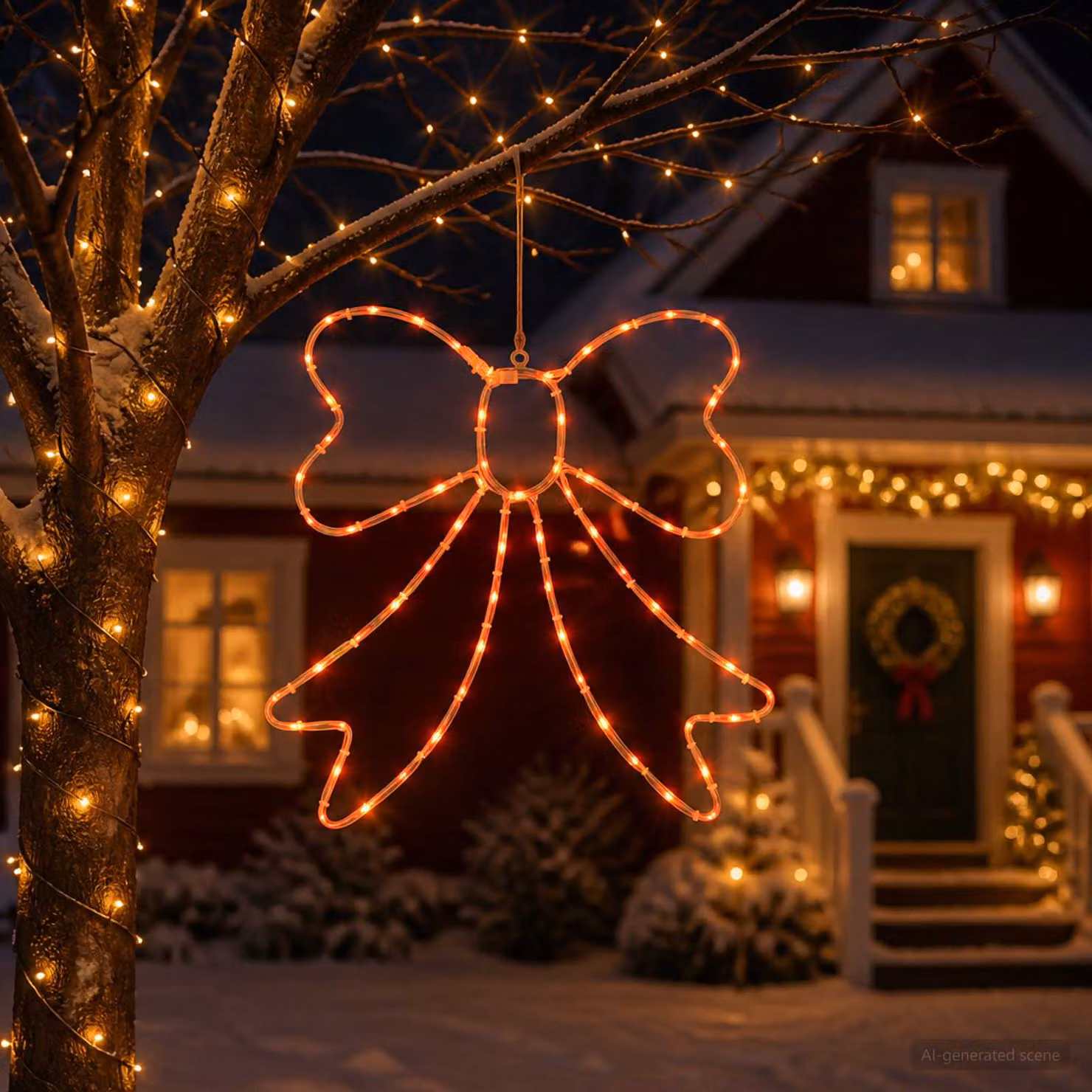 vidaXL Fiocco di Natale luminoso LED LOVIISA 70 LED Rosso 50 x 51 cm