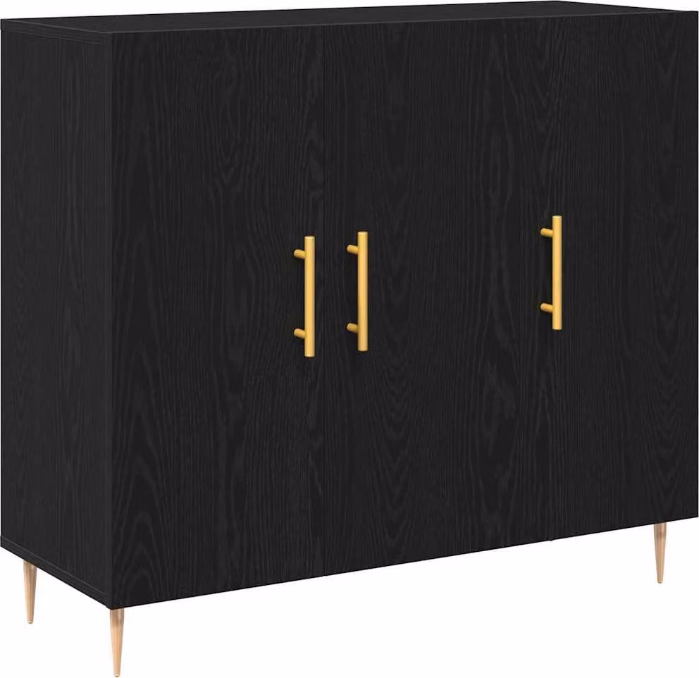 Credenza Rovere Nero 90 x 34 x 80 cm Legno multistrato