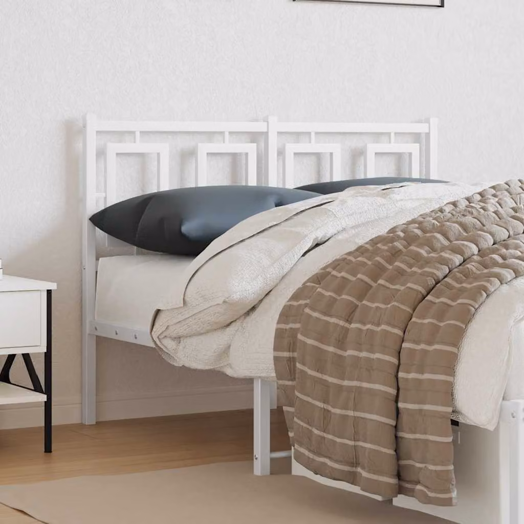 Testiera di ricambio in metallo vidaXL, colore bianco, design geometrico classico, per letto 120x200 cm