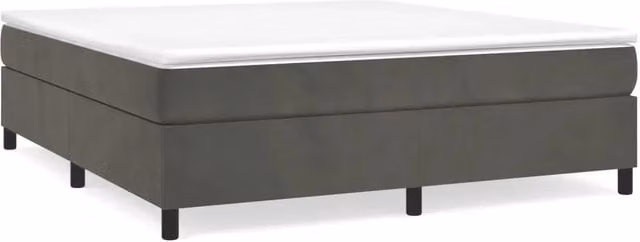 Letto matrimoniale moderno rivestito in velluto grigio con struttura imbottita L: 200 cm, P: 200 cm, H: 35 cm