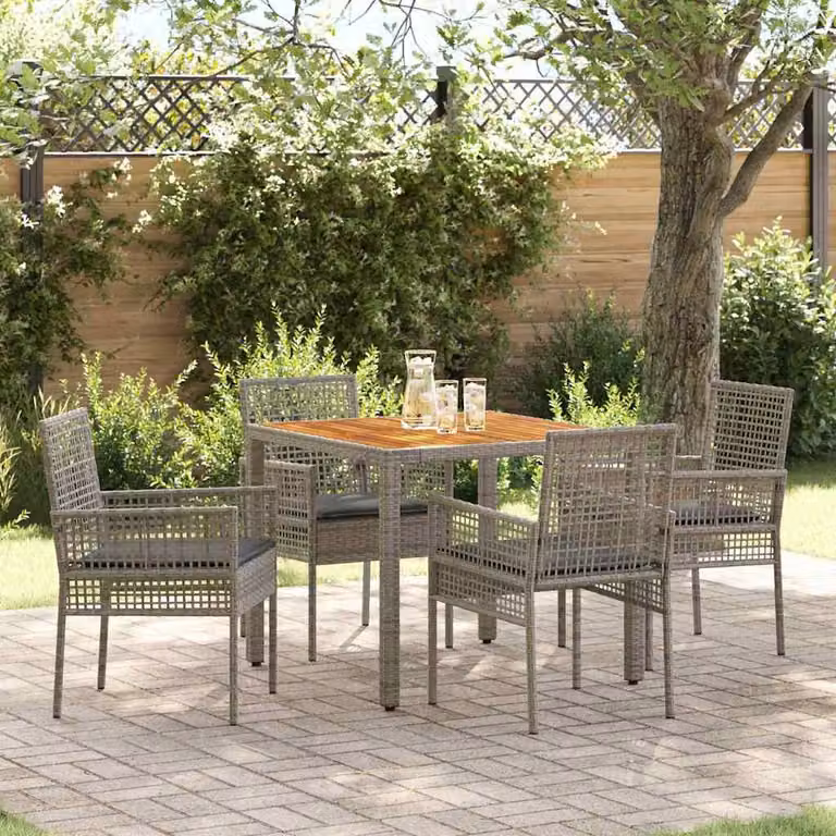Maison Exclusive - Set da Pranzo per Giardino 5 pcs Grigio polyrattan